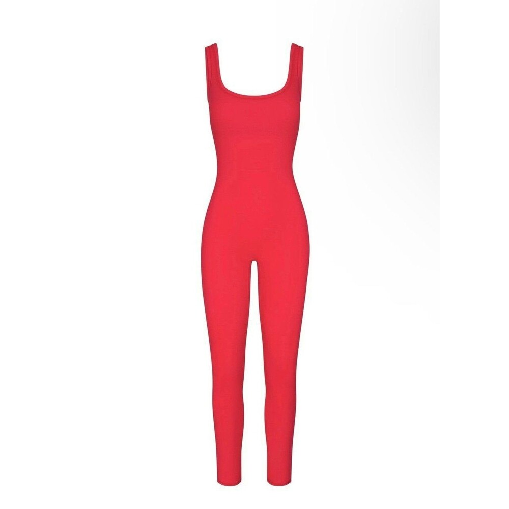 Skims Cotton Rib catsuit red M